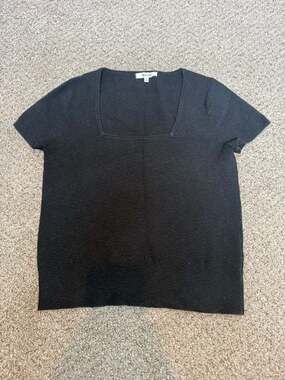 Madewell Black Square Neck Short Sleeve Knit Top Size S